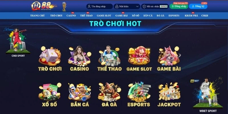 Kho game QH88 đa dạng với nhiều danh mục nổi bật